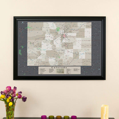 Earth Toned Colorado Map with Pins 