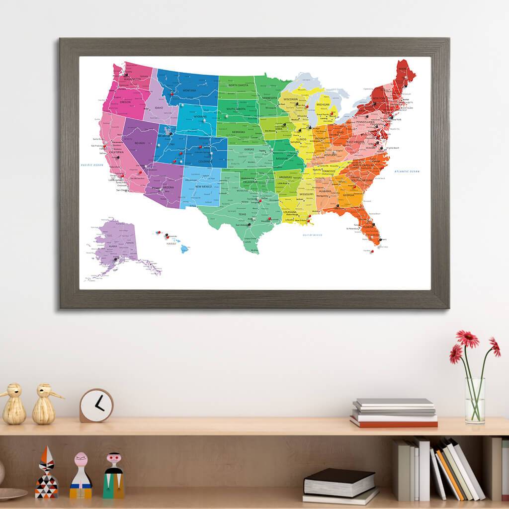 Us Map Frame Rainbow United States Map