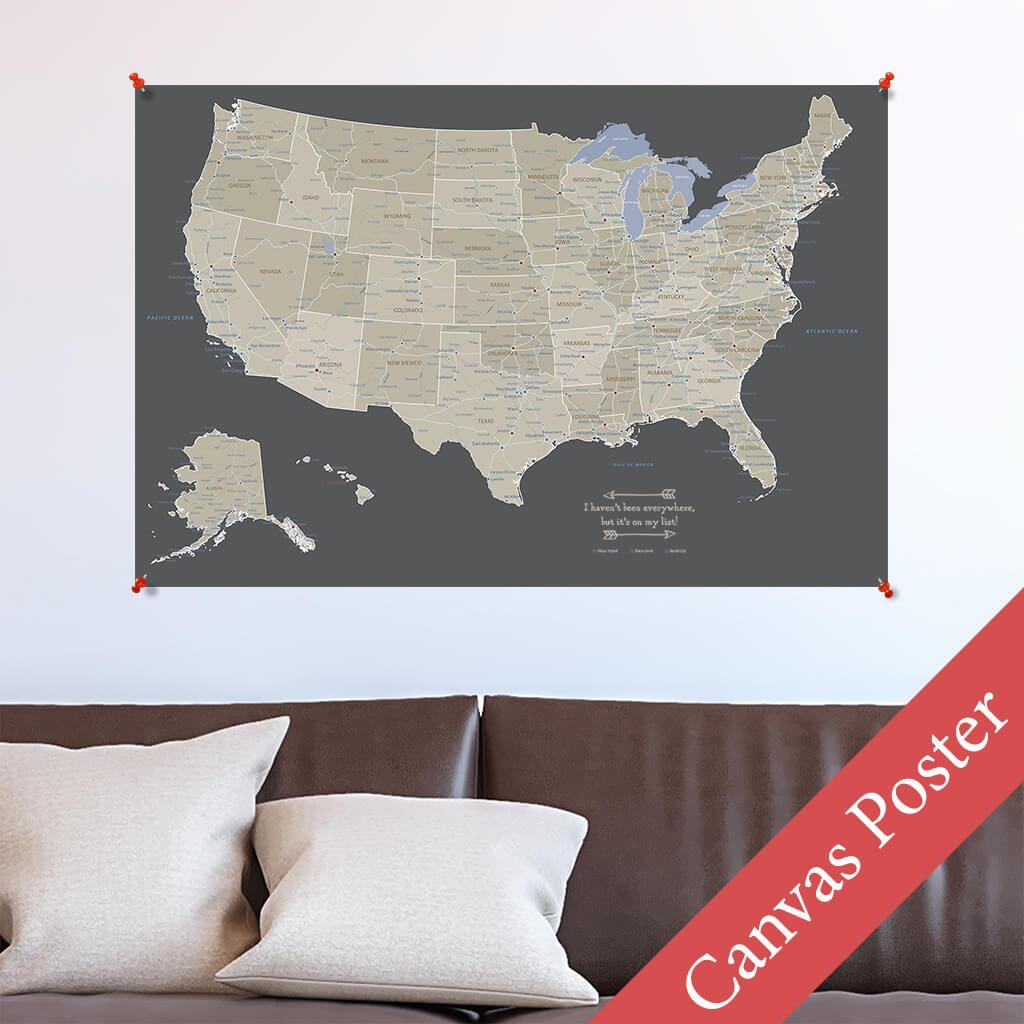 Earth Toned USA Canvas Poster