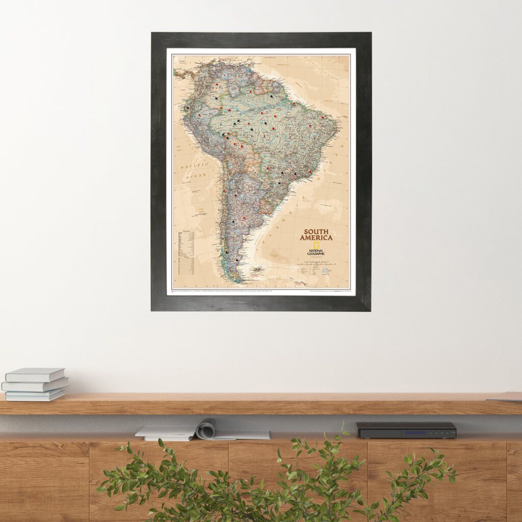 Executive South America Push Pin Travel Map with Pins