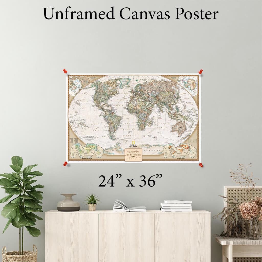 Executive Map Poster, Unframed Canvas Map