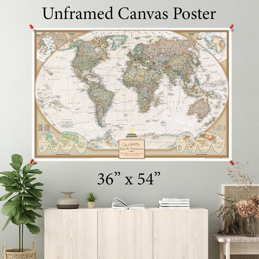 Map Poster | Unframed Map | Push Pin Travel Maps
