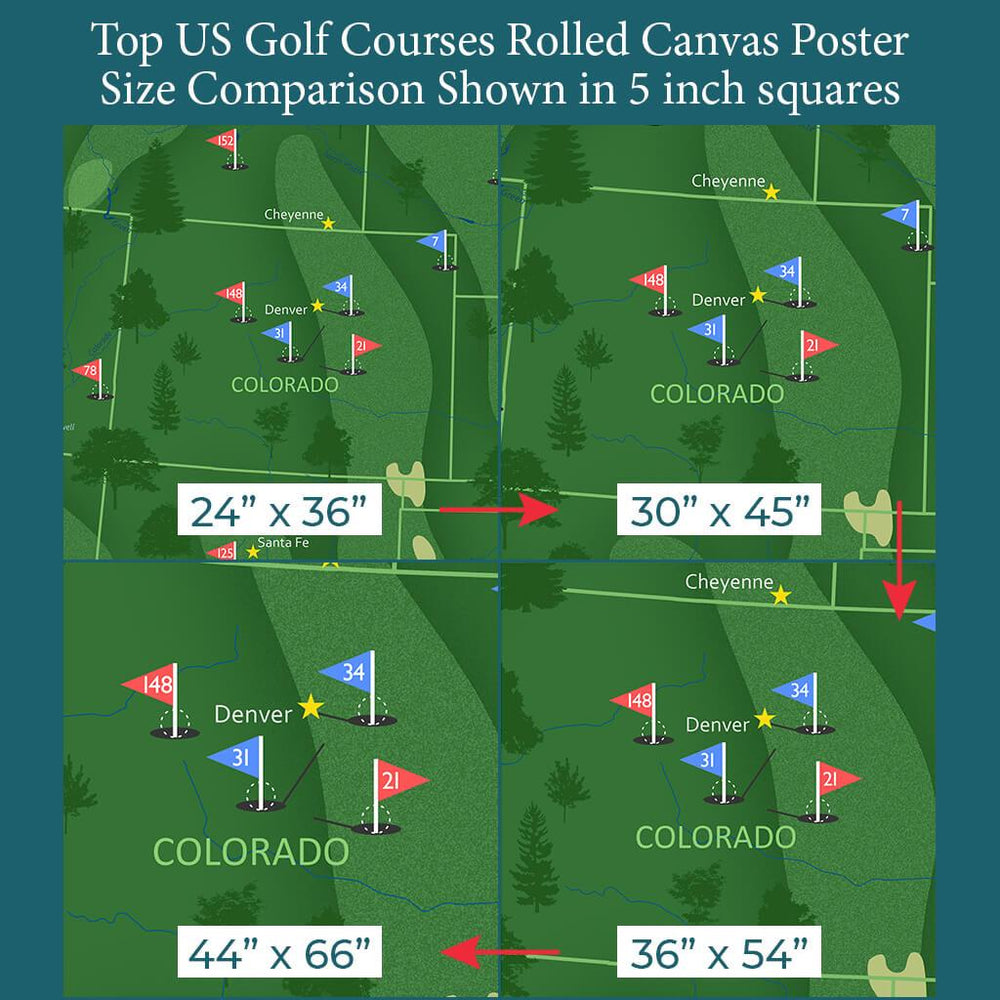 Canvas Poster of Top US Golf Courses | Map of 200 Golf Courses in USA ...