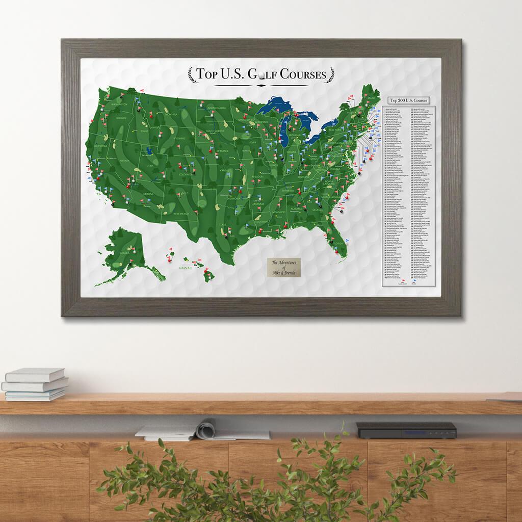 Top US Golf Courses Map with Pins