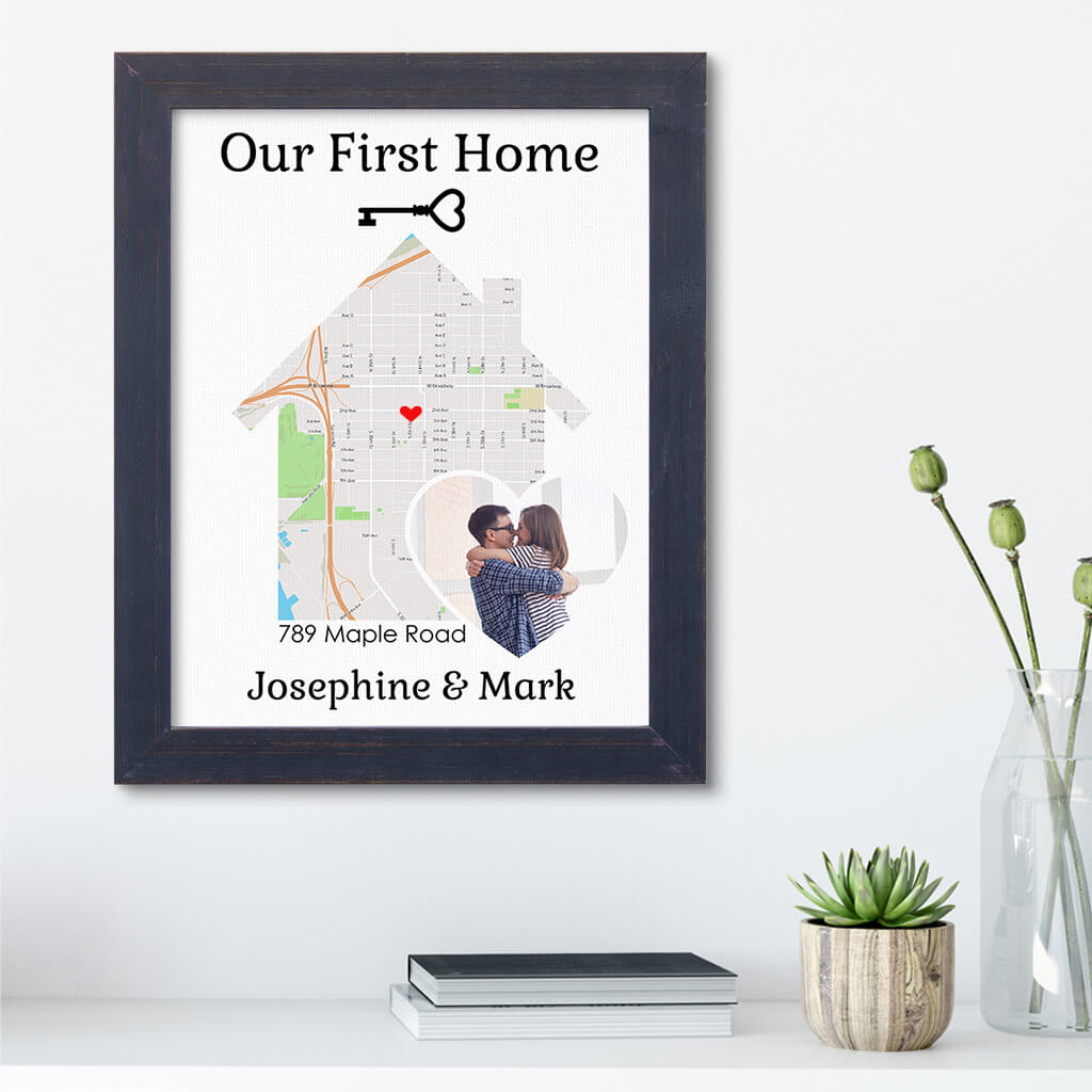 Our First Home With Photo - Family House Map Art - Option 2 - Push