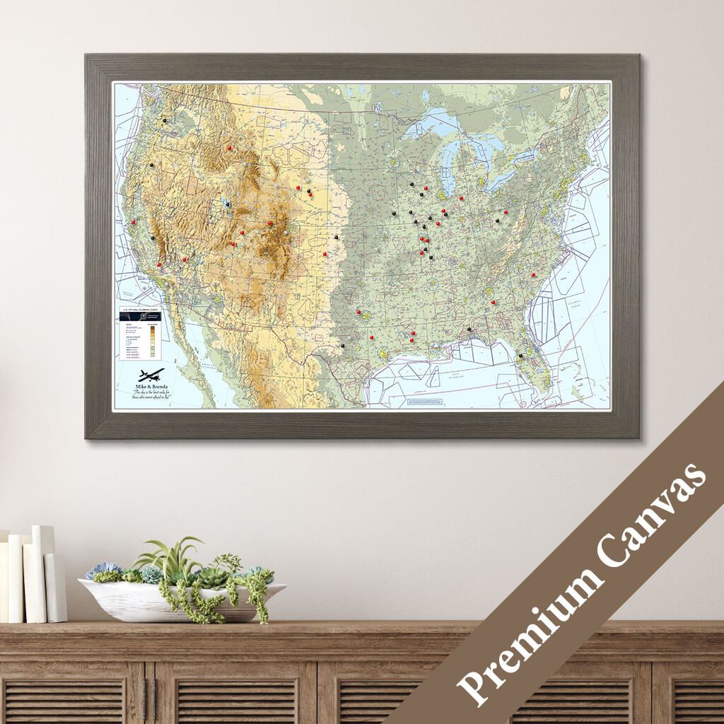 Canvas Pilot&#39;s VFR Wall Map with Pins