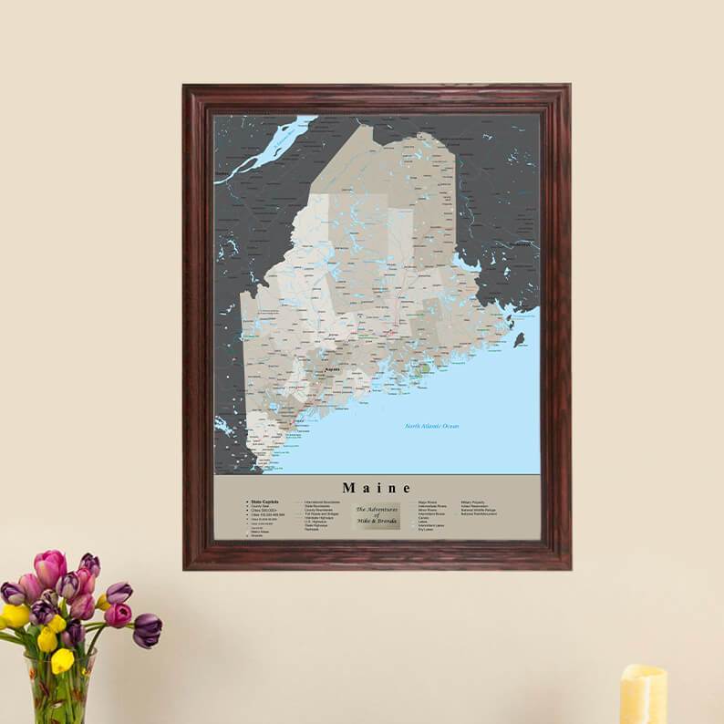 Earth Toned Maine State Map main image