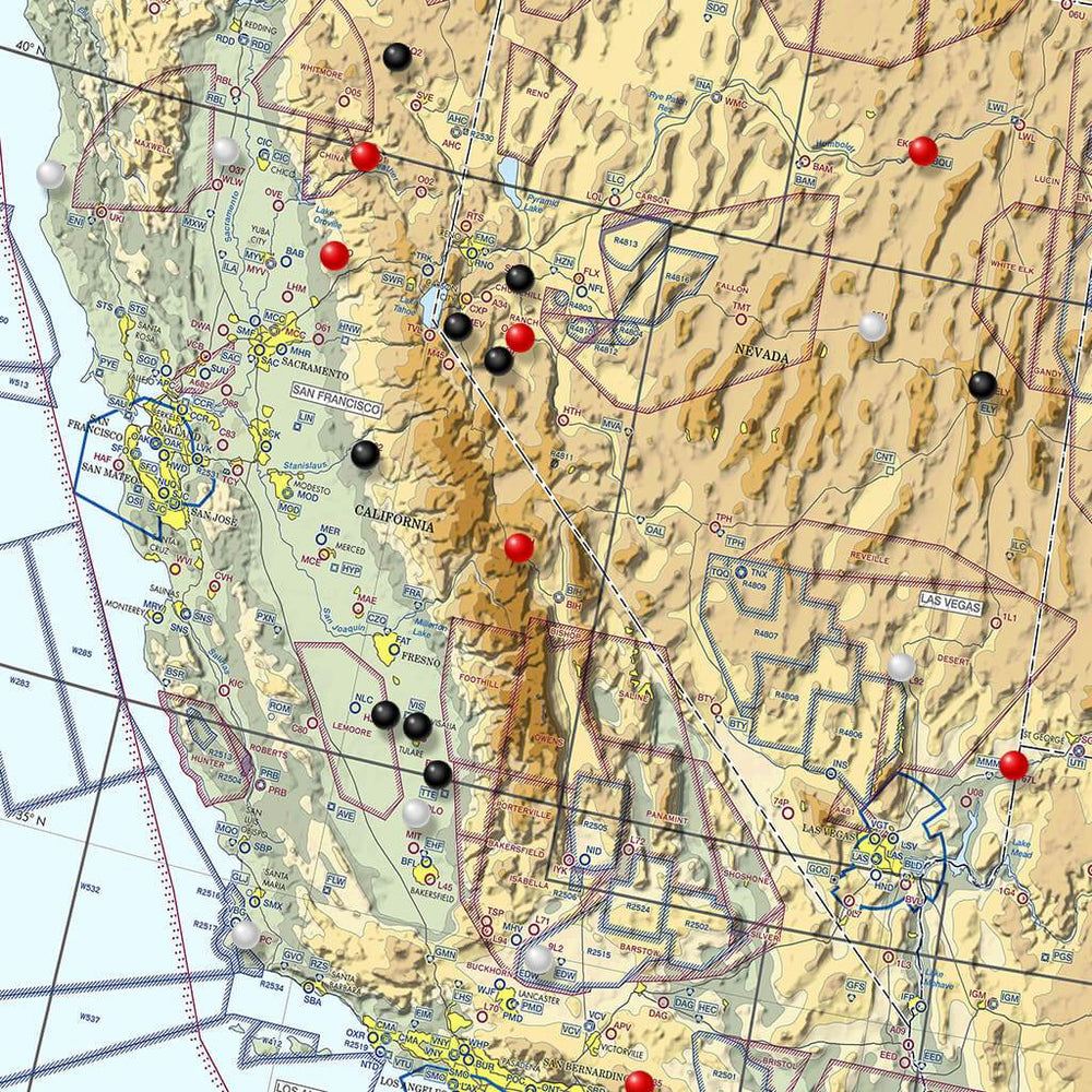 USA VFR Pilot's Map | USA Airport Navigation Map | Pinnable Canvas ...
