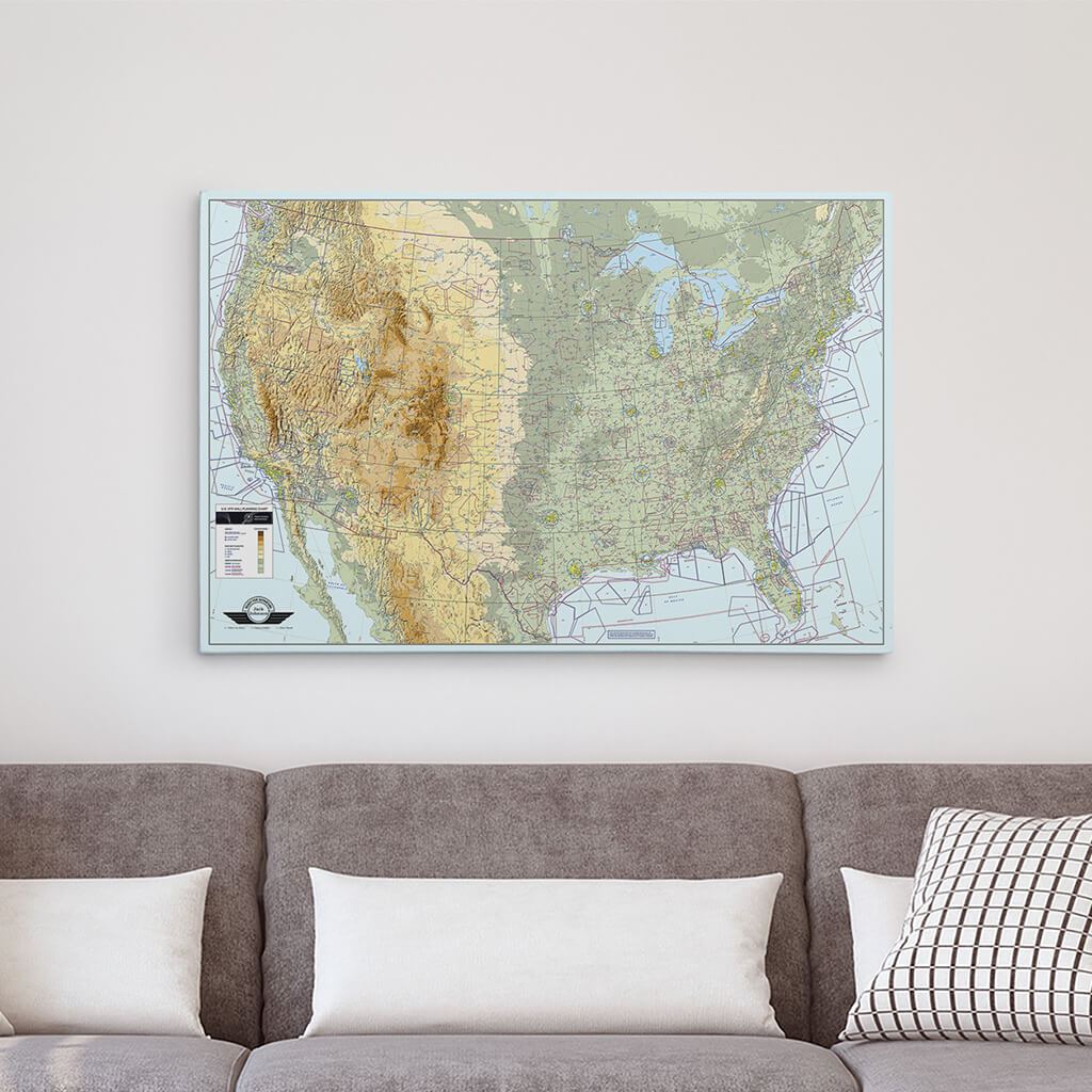 24x36 Gallery Wrapped Canvas VFR USA Pilot&#39;s Map