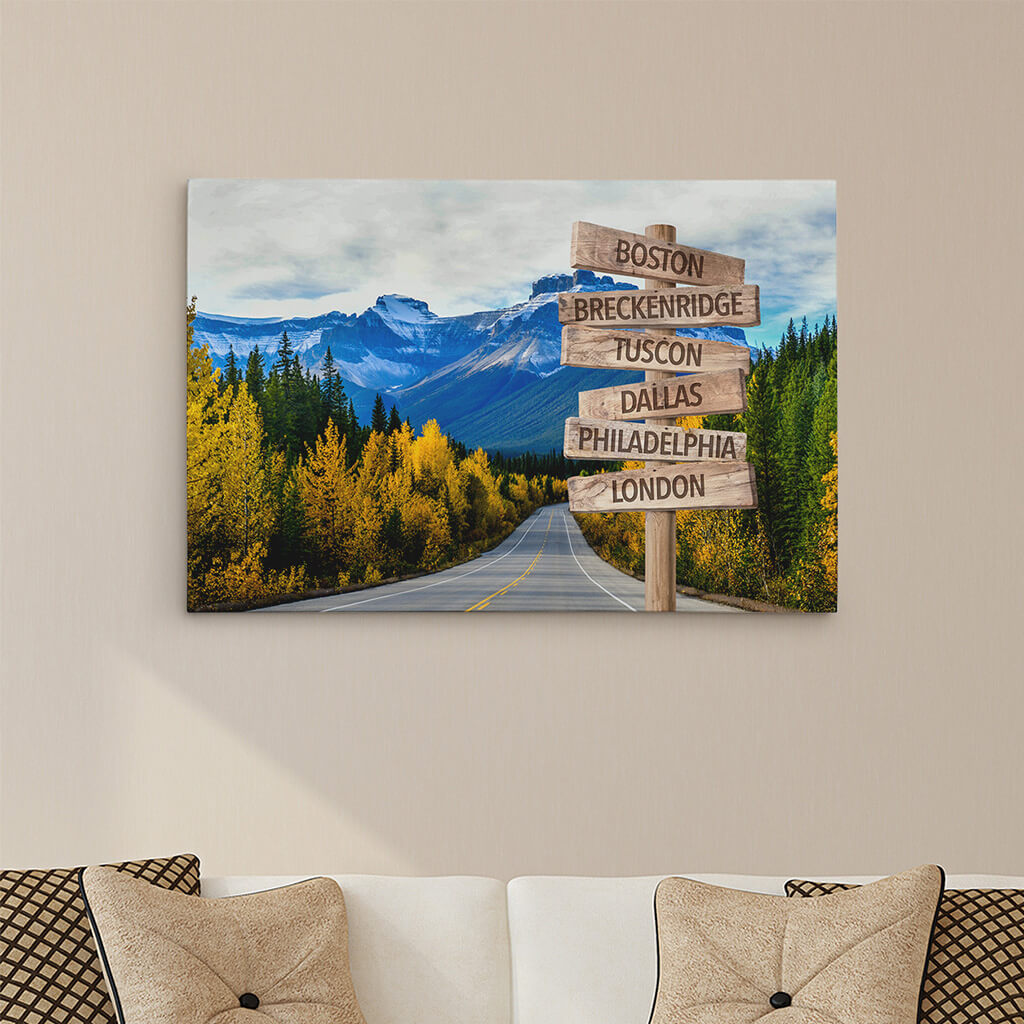 Mountain Road Sign Art - 24x36 - color