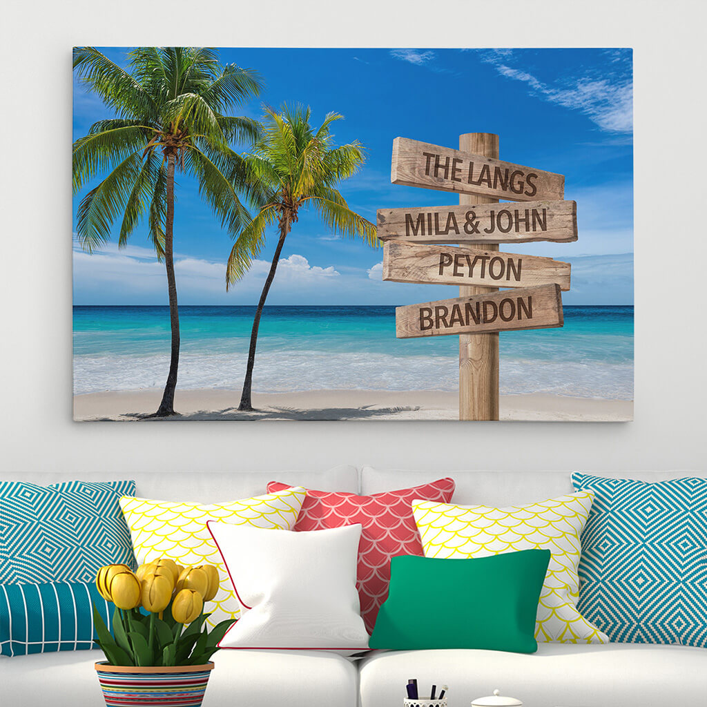 Ocean Palm Trees Sign Art - 30x45 - color