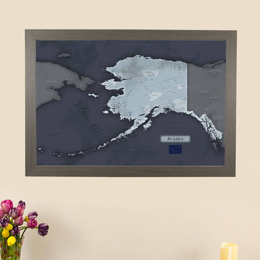 Pinnable Alaska Slate Travelers Map Main Image