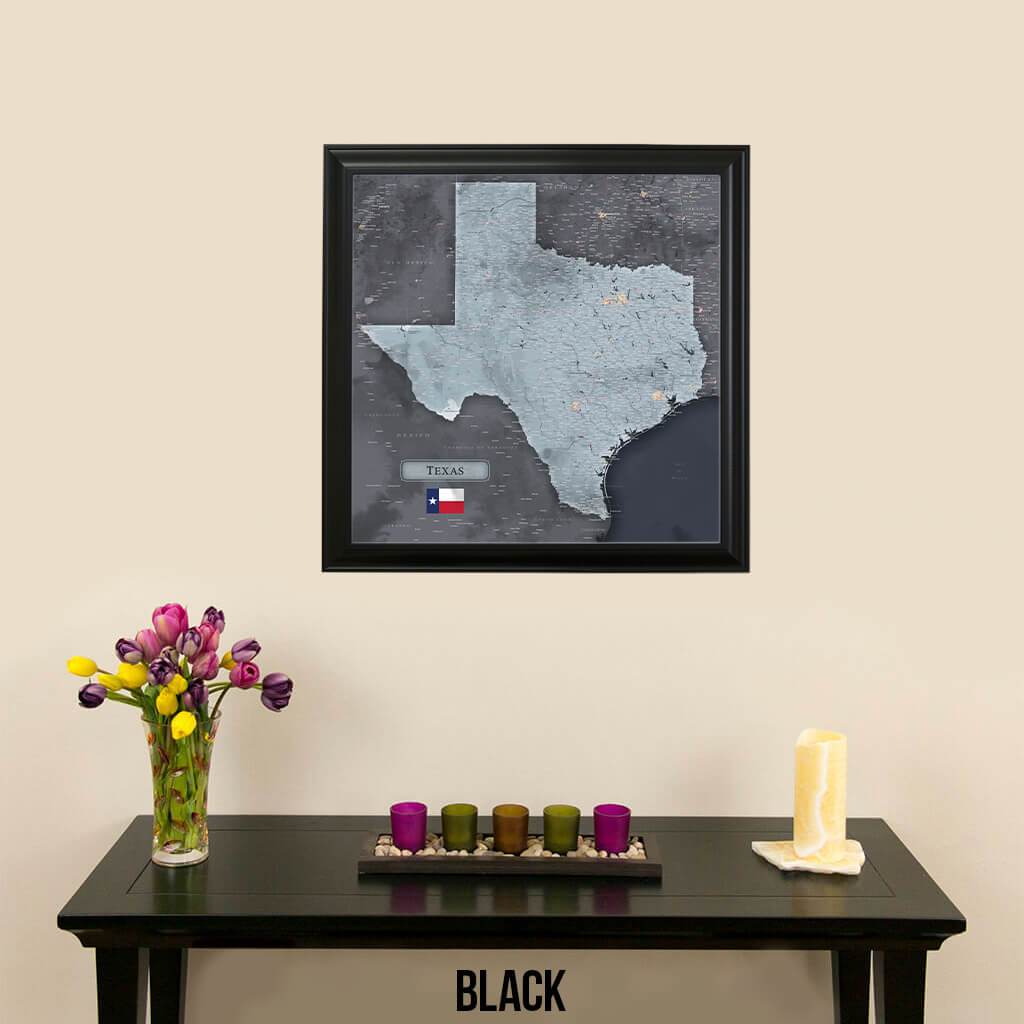 Push Pin Travel Maps Texas Slate Map with Pins Black Frame