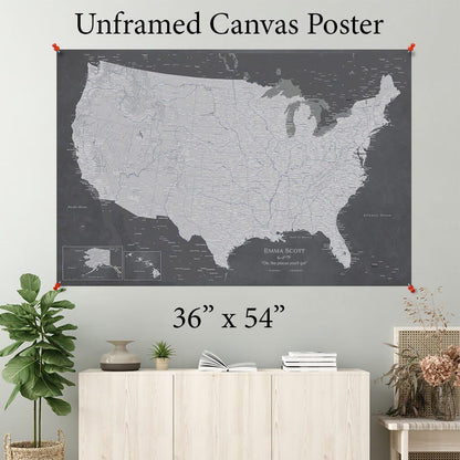 Stormy Dream USA Canvas Poster Map 36 x 54
