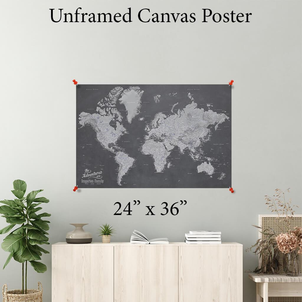 Stormy Dream World Canvas Poster Map 24 x 36