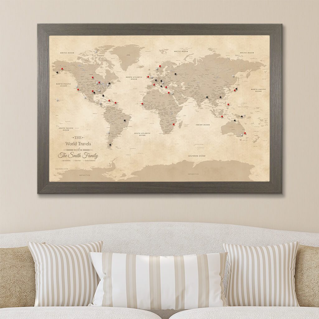 Wooden World Map III Art: Canvas Prints, Frames & Posters