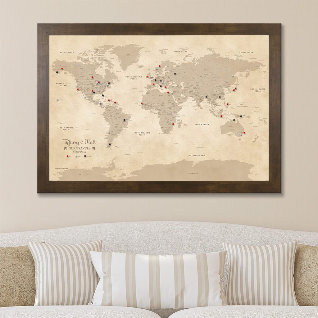 Push Pin World Map (Pin Board) - Rustic Vintage  Vintage travel decor,  Vintage travel themes, Map decor