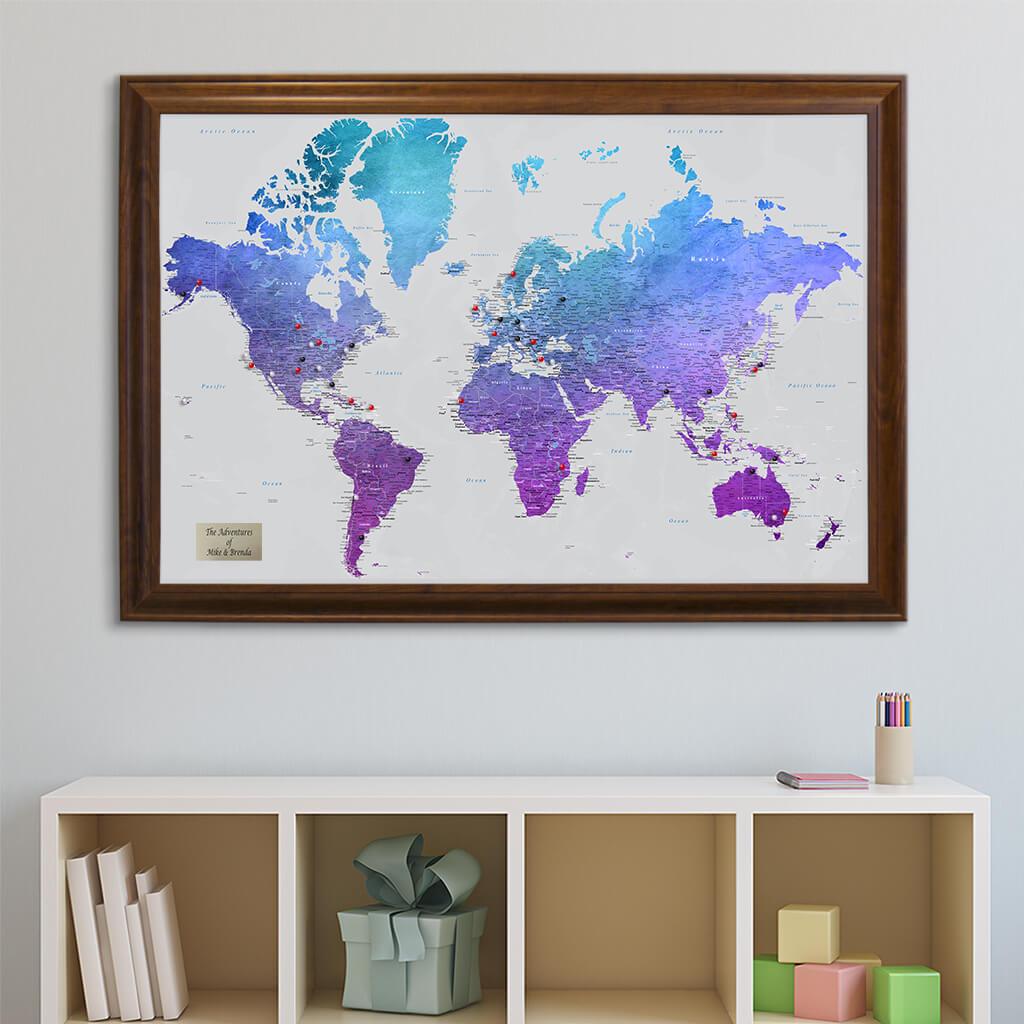 Decorative Pinboard - Colorful World Map [Cork Map], Size: 36 x 24