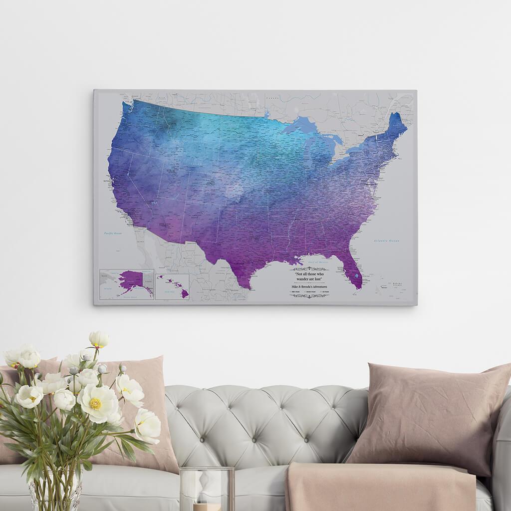 24x36 Gallery Wrapped Vibrant Violet Watercolor USA